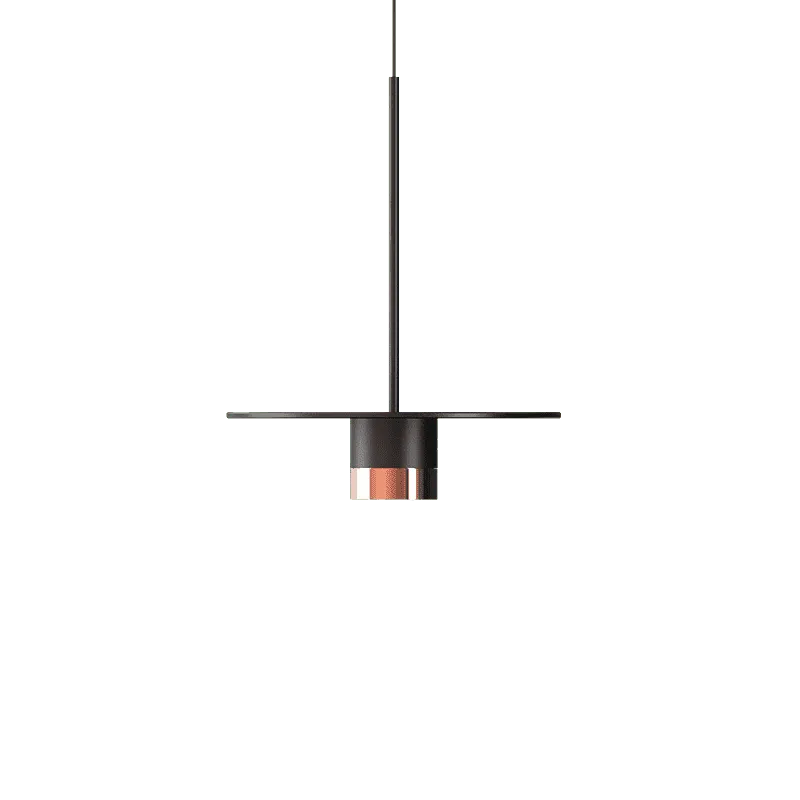 black pendant light with slim vertical suspension and cylindrical spotlight head