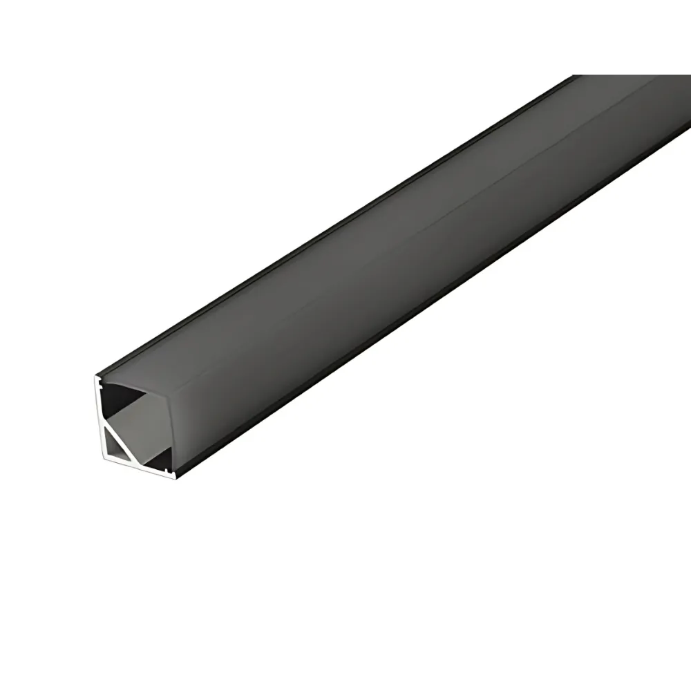 Black aluminum corner LED profile for indirect linear lighting installation