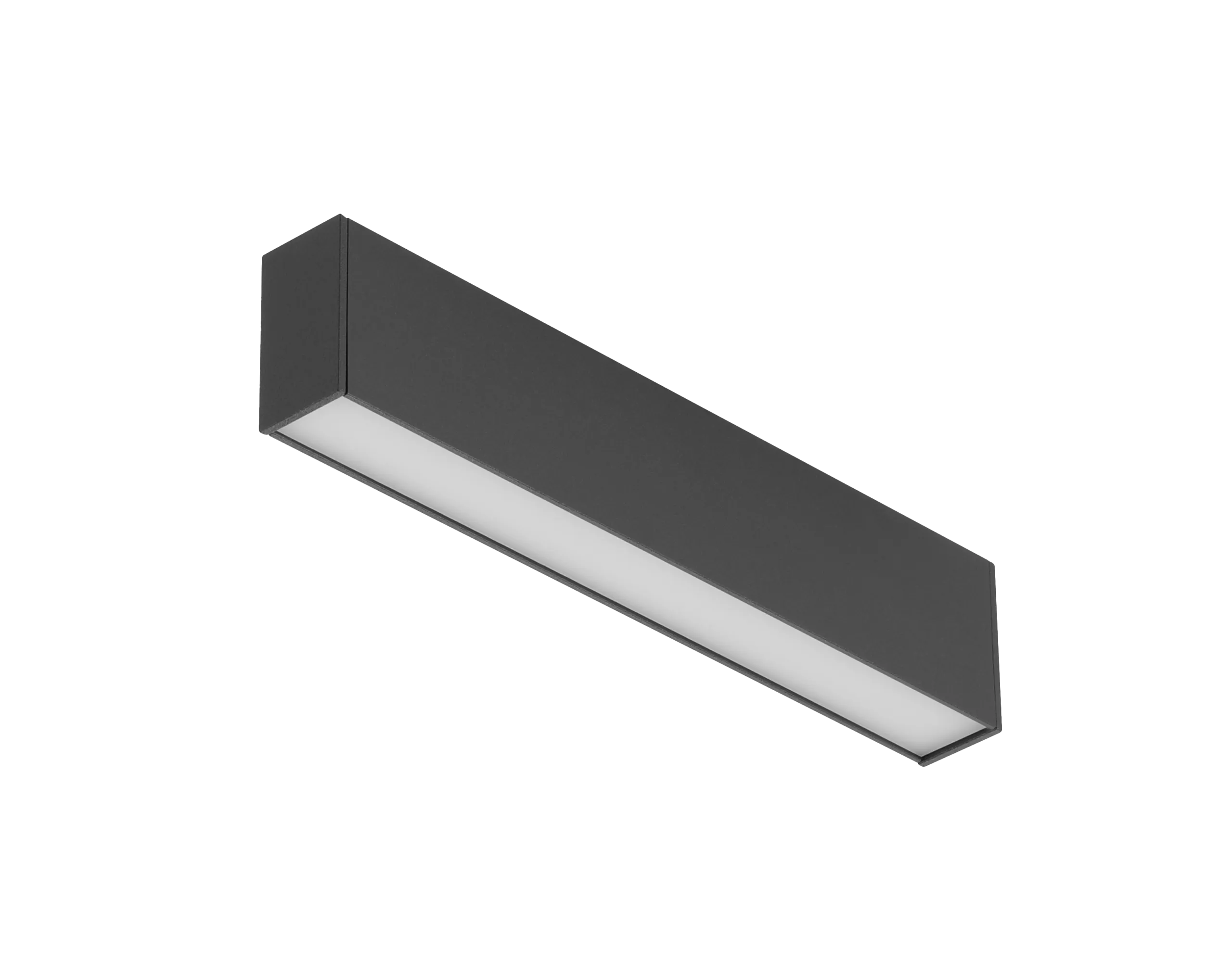 Black surface mounted linear LED light fixture with minimalist modern design