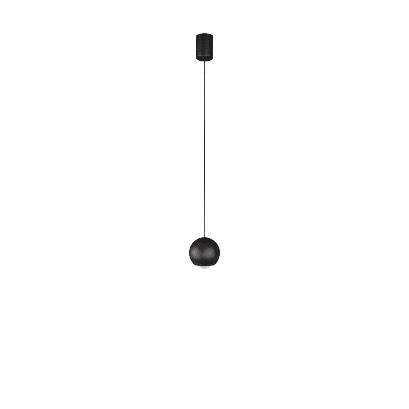 Minimalist black pendant light with spherical shade