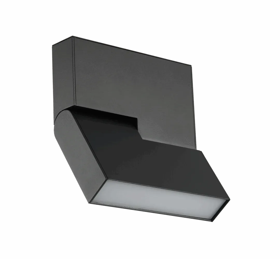 rectangular led wall light with angled downward diffuser