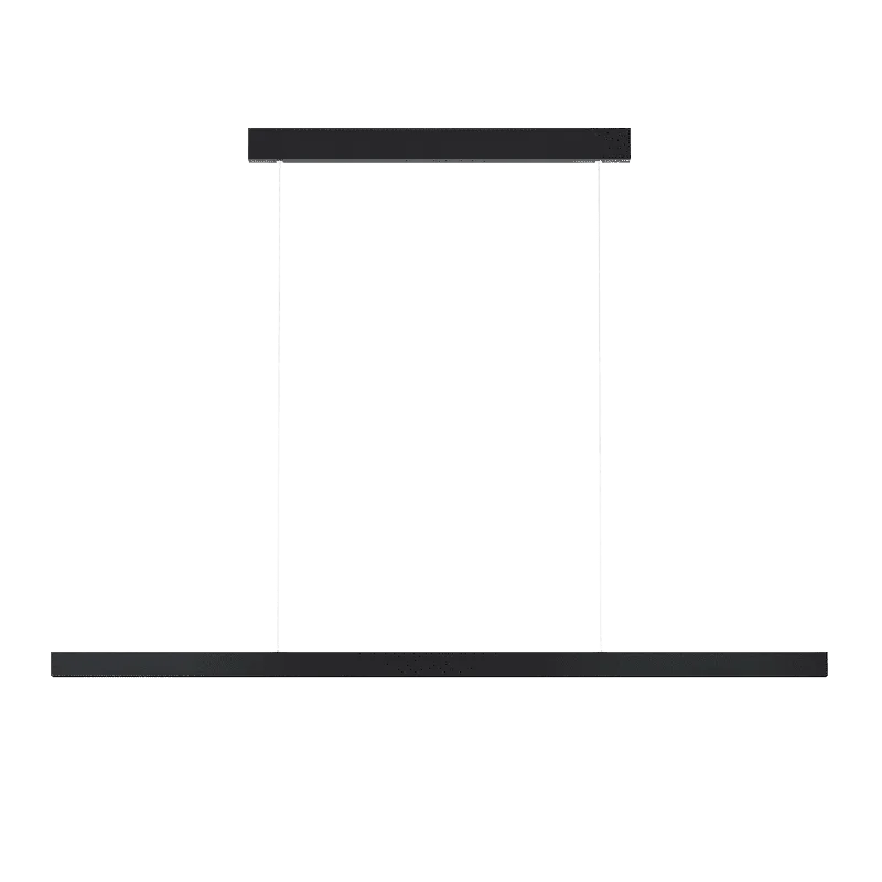 Minimalist black linear LED pendant light with suspended ceiling mount
