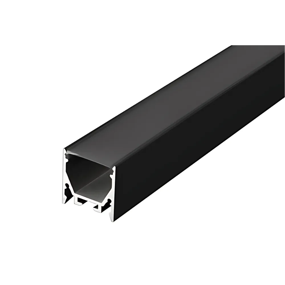 black aluminum LED linear profile with diffuser cover