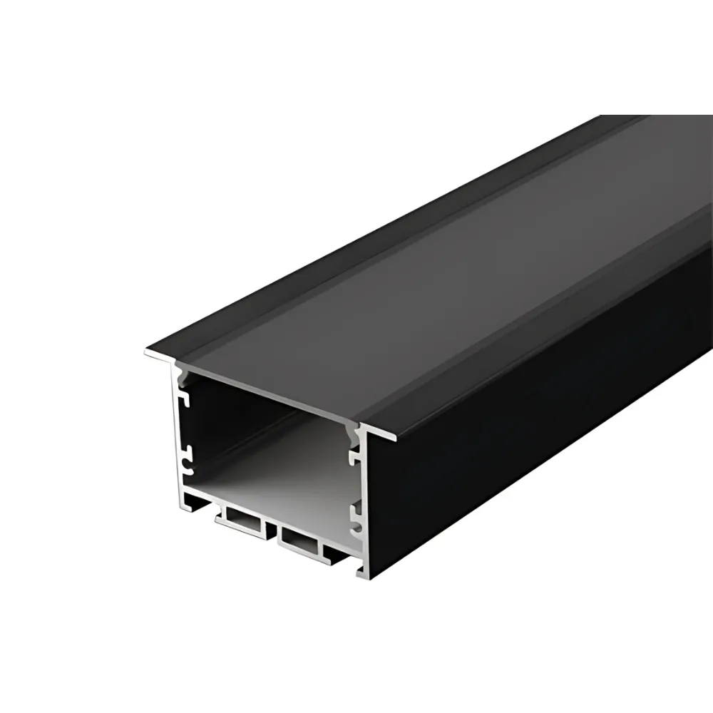 black recessed aluminum LED profile with smoked diffuser cover