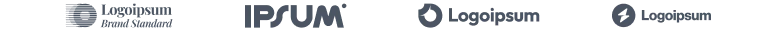 Brand logo strip featuring Logopipsum and Ipsum logos on dark background