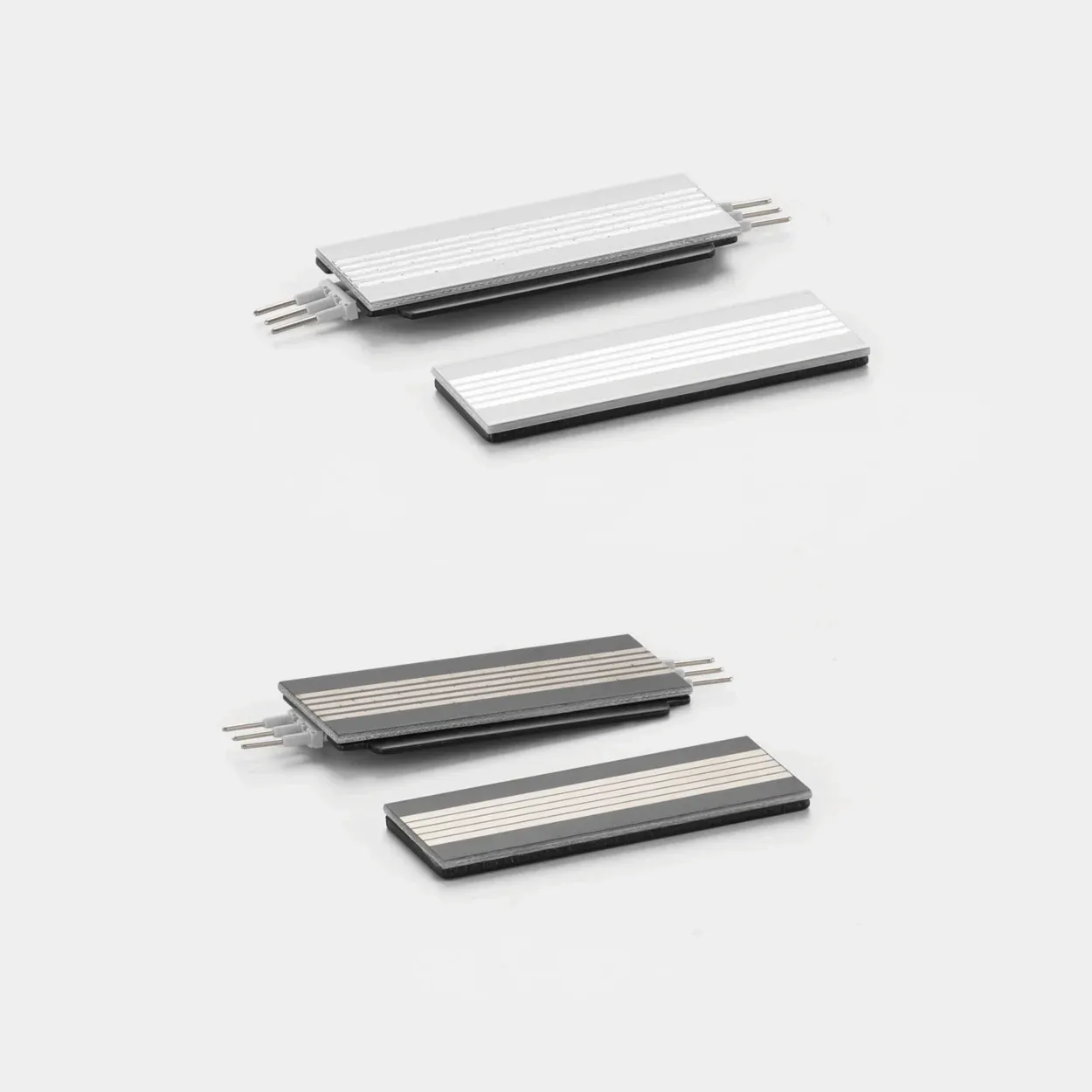 Linear LED light module with connector pins