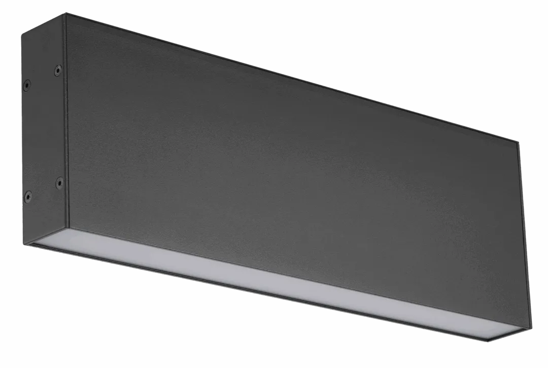 Black rectangular wall mounted LED light fixture