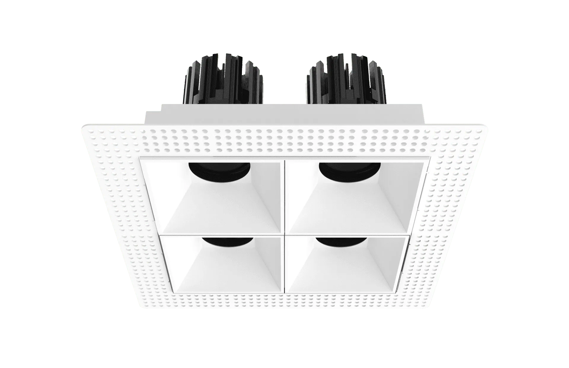 Recessed square LED downlight with four adjustable light modules