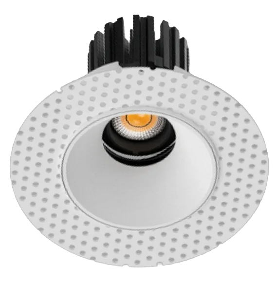 Round recessed anti-glare LED downlight with white trim and heat sink