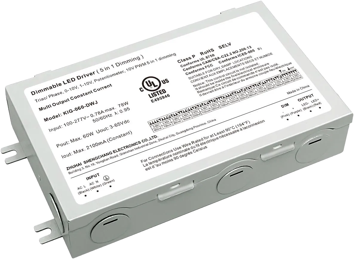 36V 5-in-1 Dimmable Driver Constant Current UL - Metal